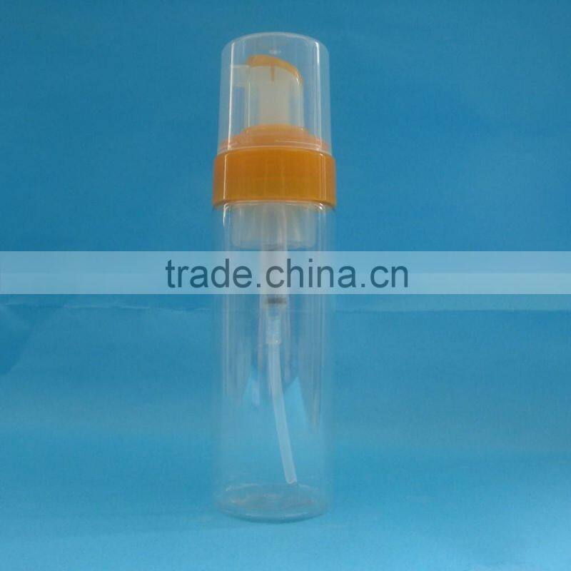 Round pink color empty PET foam bottle / Plastic bottle with foam pump 100ml 200ml foam pump