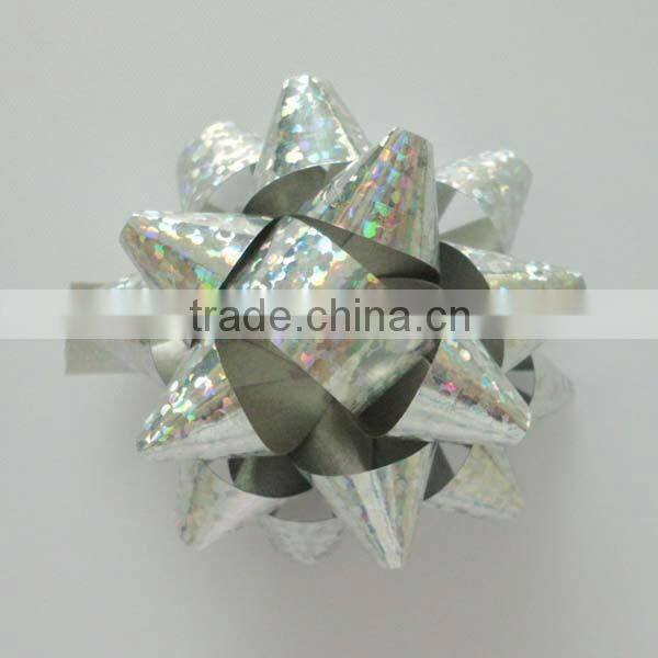 High Quality Funny PET Iridescent Christmas Curly Bow/ Polyeaster Fancy Ribbon Flower