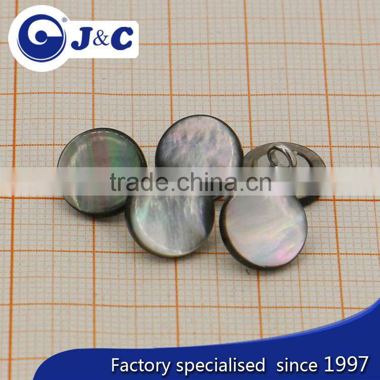 Nature black pearl shell button with metal parts