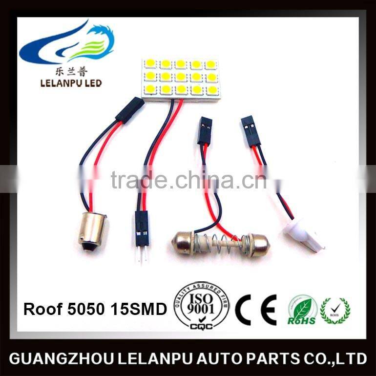 auto led lights adaptor Roof lamp 5050 15SMD led bulbs car dome reading light