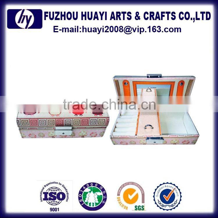 Sexy custom antique handmade pu leather velvet jewelry box with drawers
