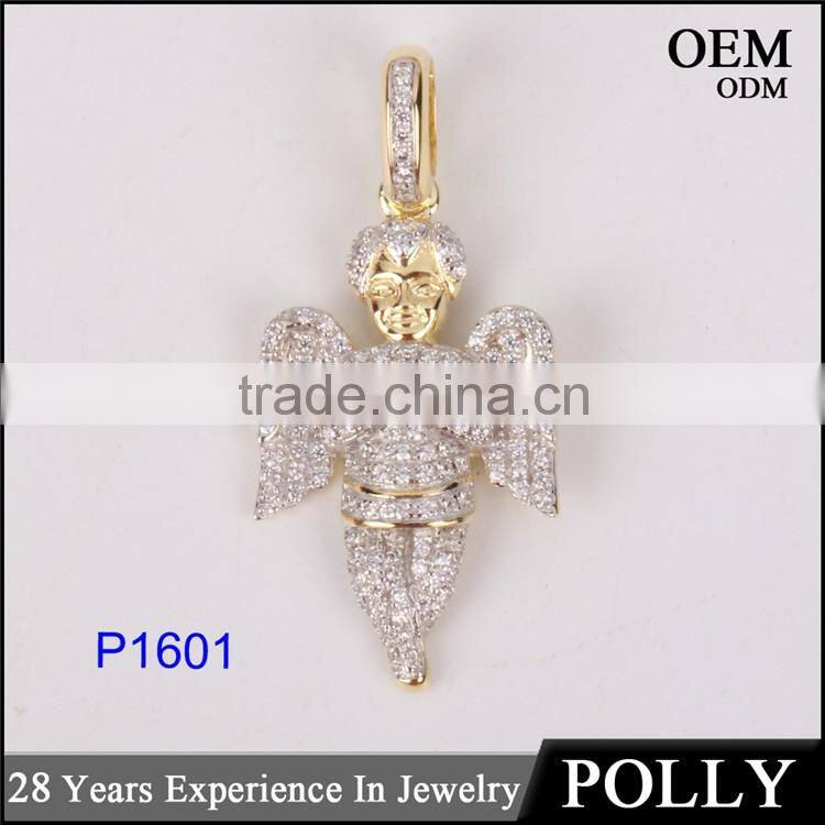 Hip pop Micro set AAA CZ 925 sterling silver mini angel pendant jewelry