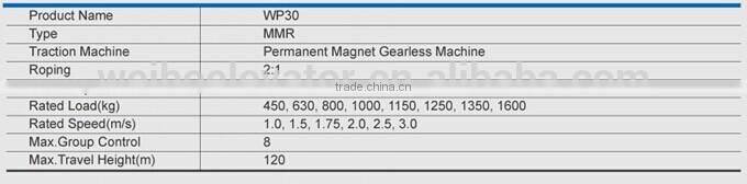 Green small machine room lift elevator WP30