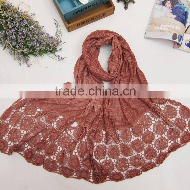 Japan Korean Quality Fashion Ladies Retro Plain Linen Cotton Pashmina Scarf