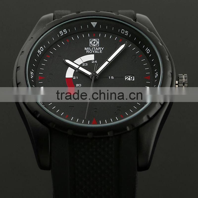 Military Royale Men's Black Rubber Strap Best Fashion Plastic Watch MR077