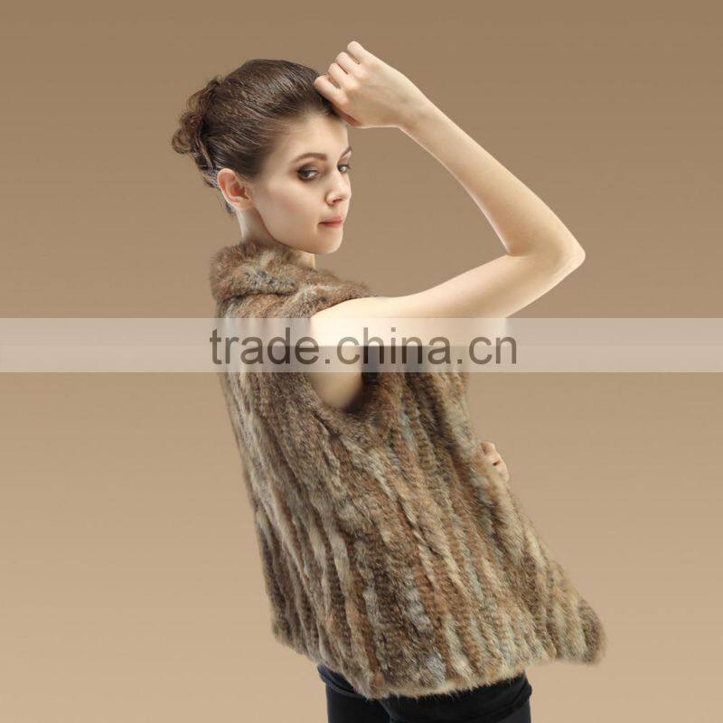 Wholesale 2015 Irregular Style Charmful Real Women Knitted Rabbit Fur Vest