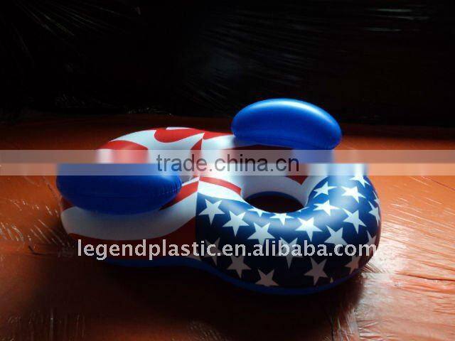 inflatable double ski tube with cushion