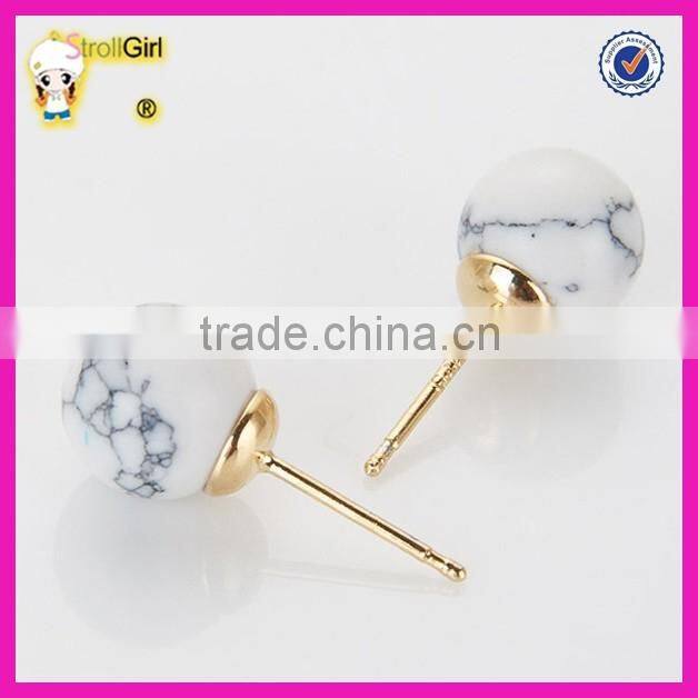 handmade jewelry pure silver opal stud earrings in 14K gold plated