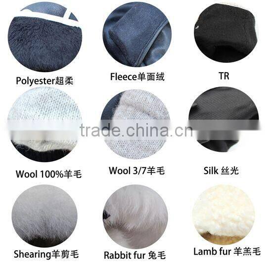 Women classic black faux suede gloves with rabbit fur ball