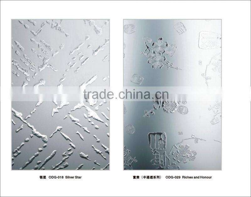 5mm ice crack acid etched decorative interior door glass