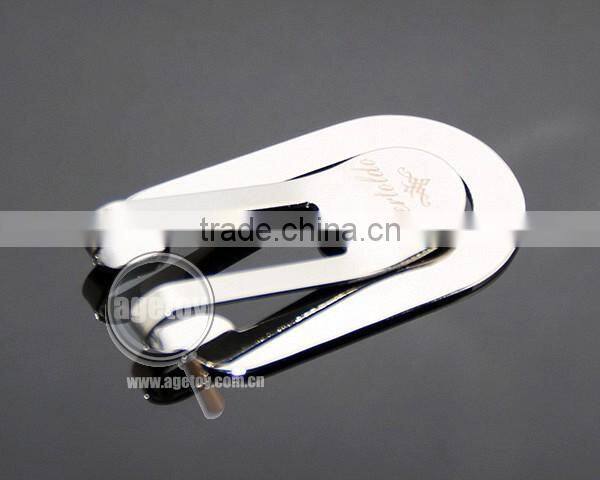 Customized Brand Name High Polished Stainless Steel Metal Laser Engraved Money Clip