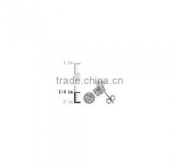 JINSE Sterling Silver 925 Crown Round Cubic Zirconia CZ Solitaire Earrings