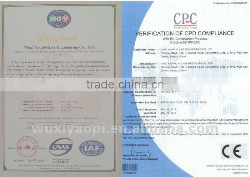 Super length tempered glass with CE&ISO9001