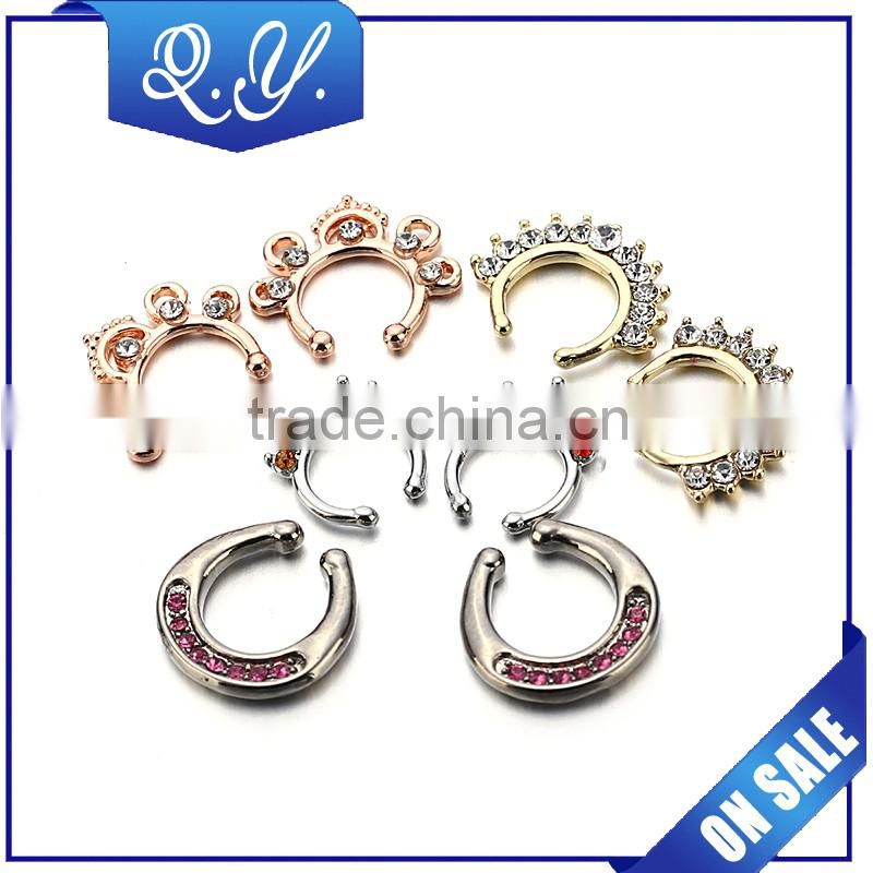 Nose Piercing Rings Jewelry Custom Cartilage Piercing Stainless steel Septum crystal nose rings