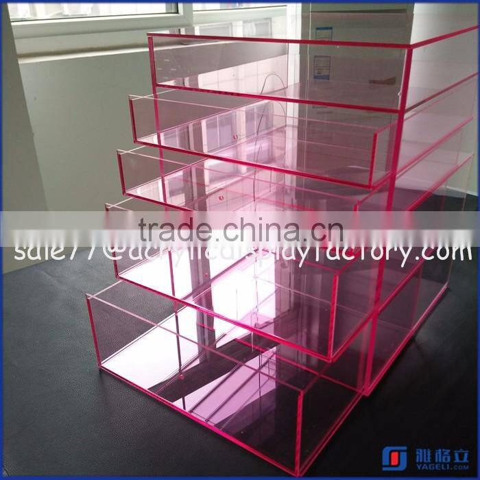 Factory Wholesale Custom Acrylic Makeup Organizer / Cosmetic Organizer with Drawer / Clear Cosmetic Display
