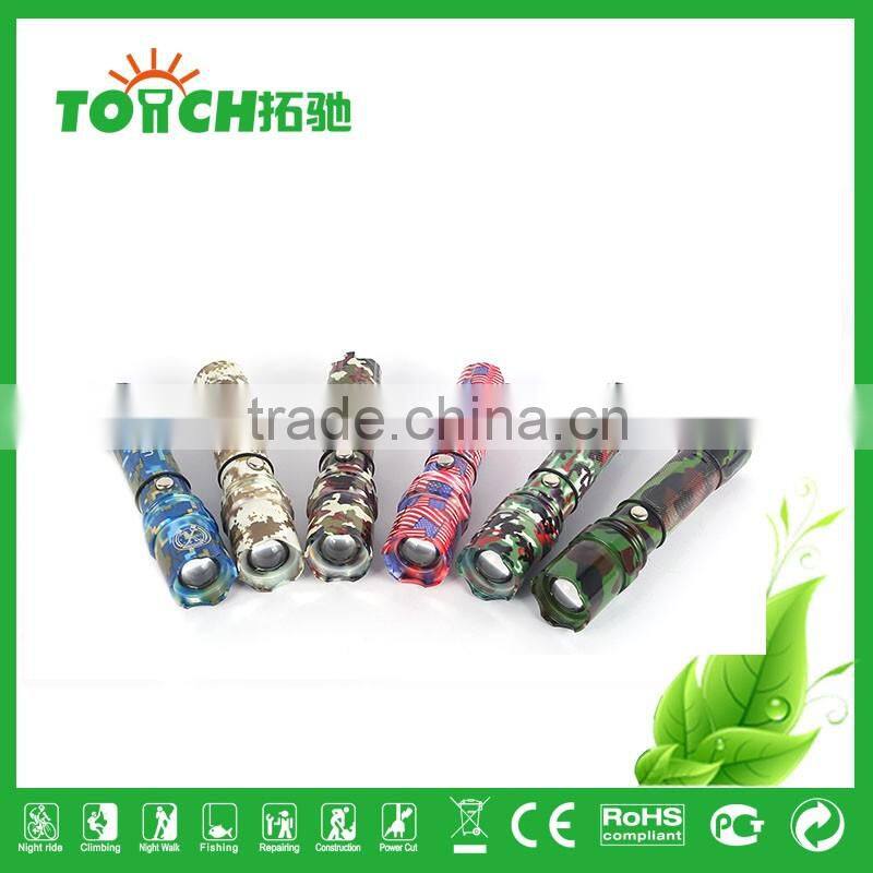 bike flashlight self defense zoomable super bright for 1*18650 cre e XPE 3W emergency flashlight for night riding