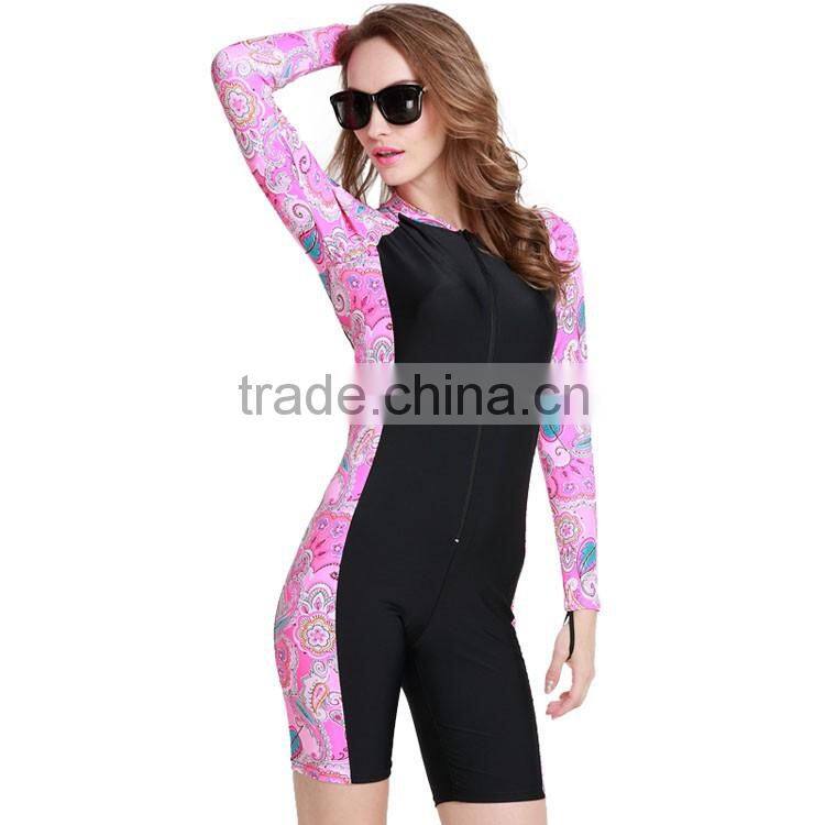 2016 top selling sun protection one piece swimsuit women