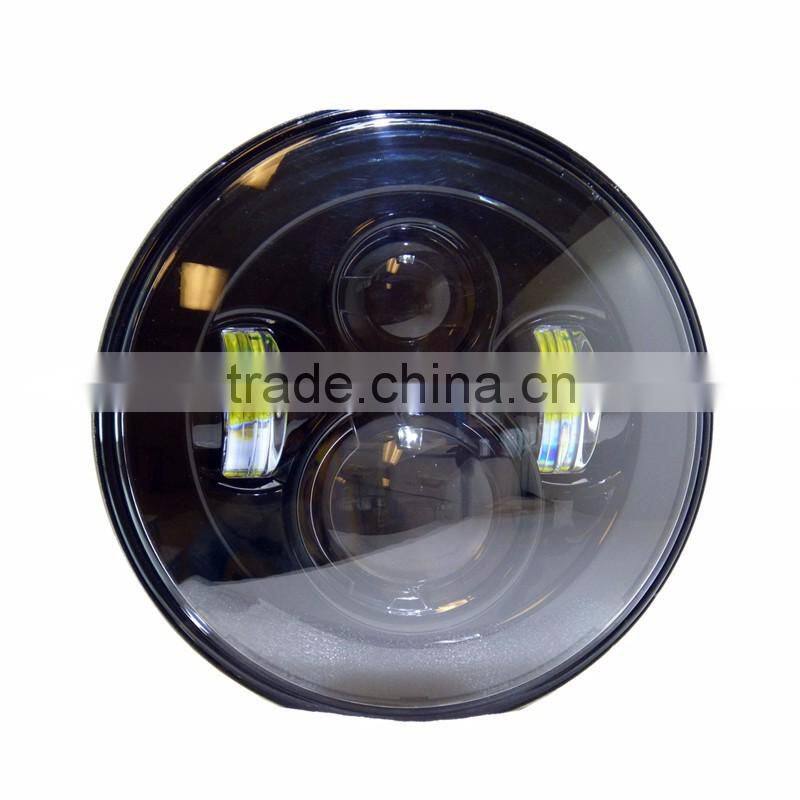 7" LED Headlight Fits Chopper Motorcycles 7 inch Round Projector Led headlight Black for Harley wholesale price