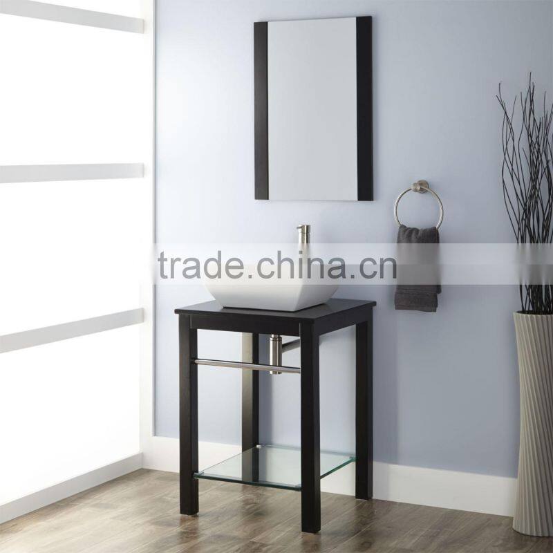 sanitary ware product solid wood bathroom cabinet with single marble sink