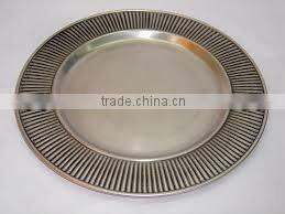 Embossed silver wedding charger plate