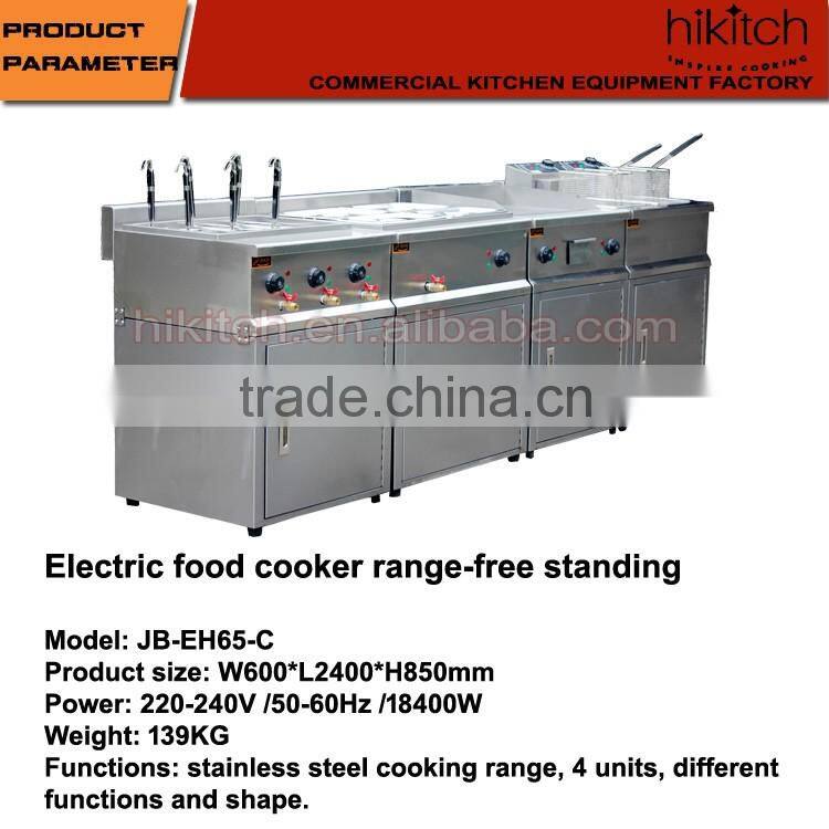 Freestanding stainless steel fryer griddle pasta cooker bain marie with cabinet