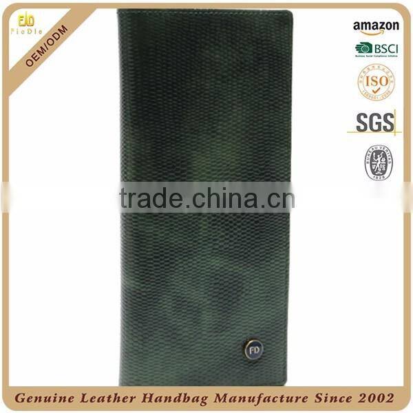 CW5401-001 Embossed Snake grain Genuine Leather Vintage Casual Style bi-fold lady Long purse/ Wallet