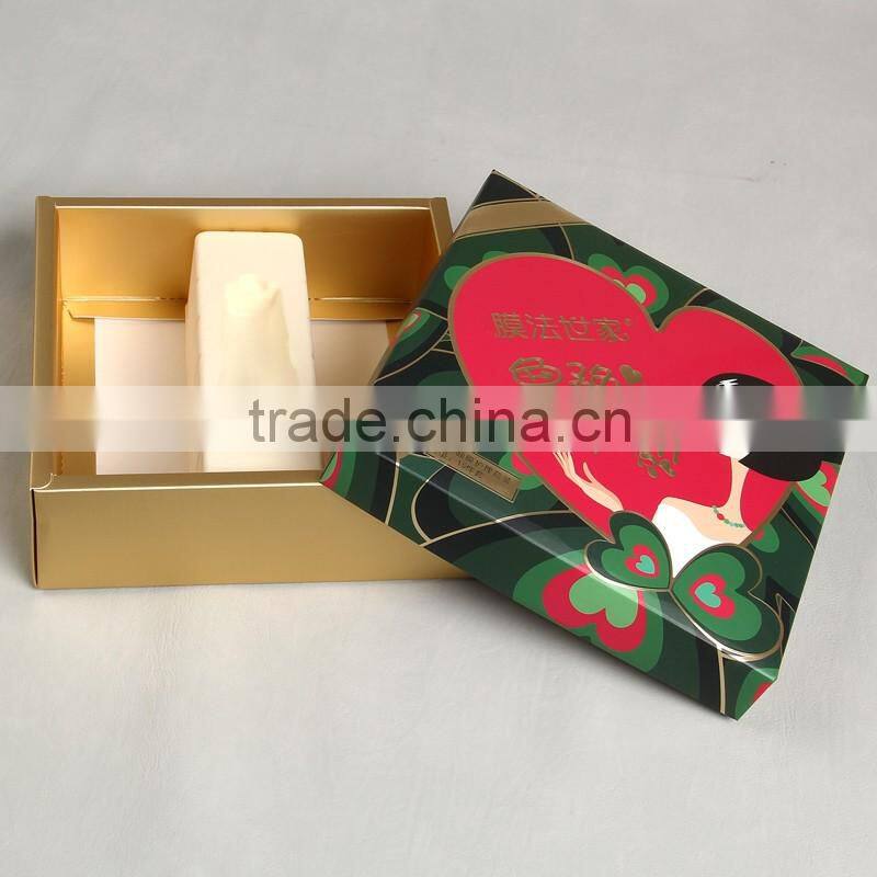 paper card printed love package box with flocking blister box for women's facial mask