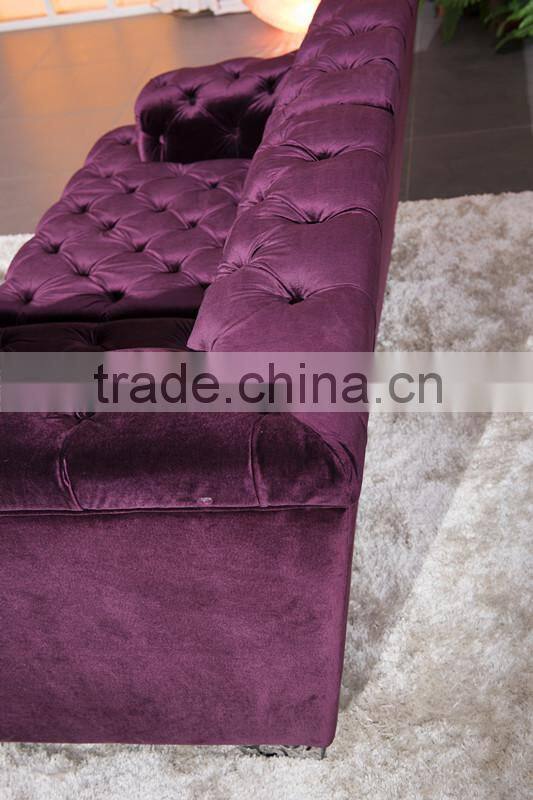 new classic tufted chesterfield L shaped fabric sofa set AL046
