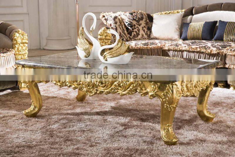 Antique curve carved wooden gold foil painting sofa AL041
