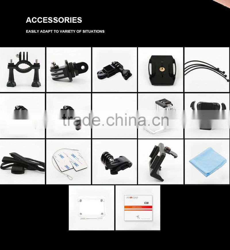 New Arrival Sunplus 6350M F73 4K Full HD 40M Waterproof Dual Screens action Camera with Remote Control