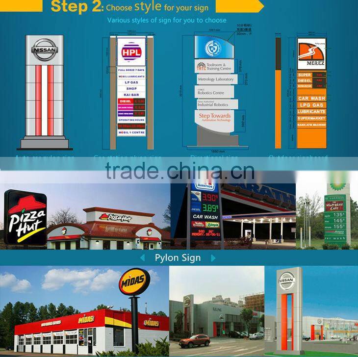 outdoor illuminated monument pylon sign