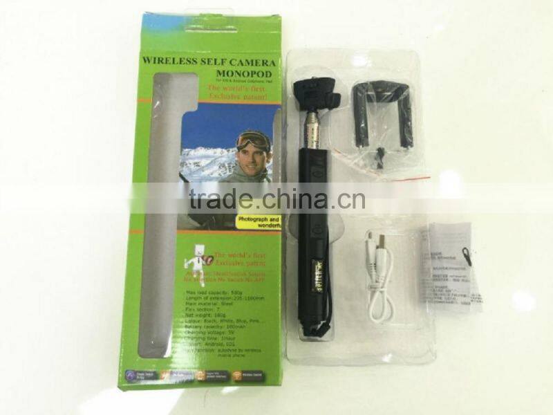 2015 New Promotion Handheld Wireless Bluetooth Shutter or Cable Selfie Stick Monopod Extendable For Phone