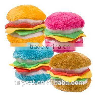 Plush Hamburger-Shaped Dog Toys With Squeakers/Hamburger Soft Cotton Squeaky Pet Dog Toy