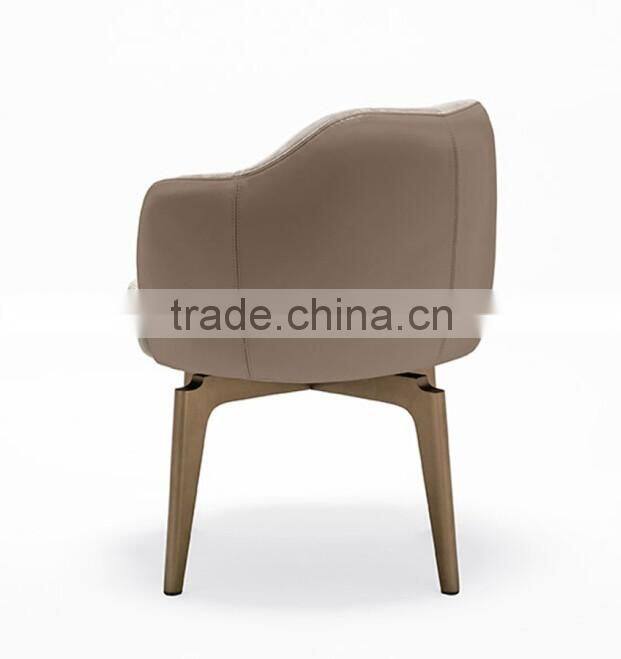 Soft dining armchair with wooden base HDAC1066