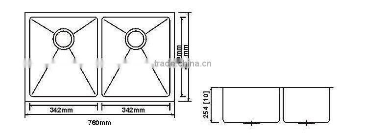 farmhouse hot sales China supplier manufacturer XHHL commercial handmade cupc double bowl stainless steel kitchen sink