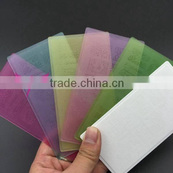 Easam new cheap high quality plastic PVC nail art stamp plate with 6 color available