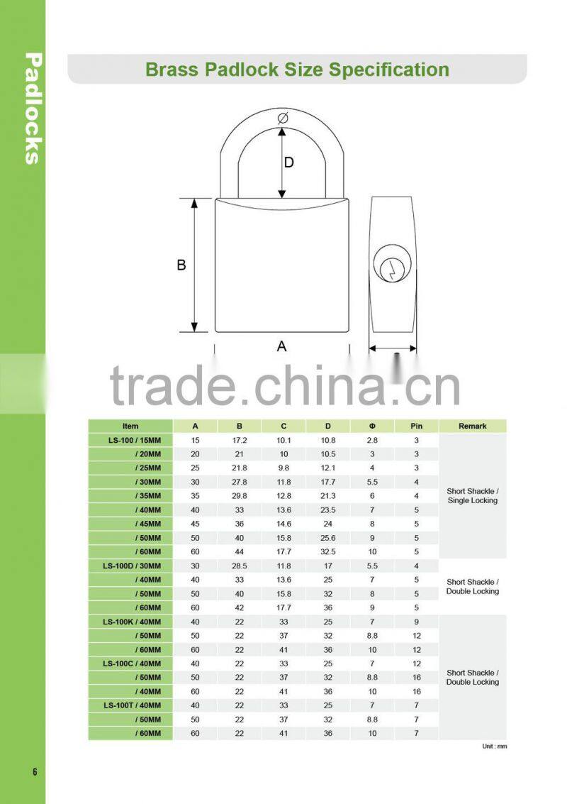 50mm brass Double Locking padlock