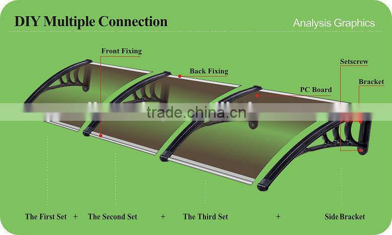 Polycarbonate Door Canopy clear Shelter Outdoor rain protection for windows