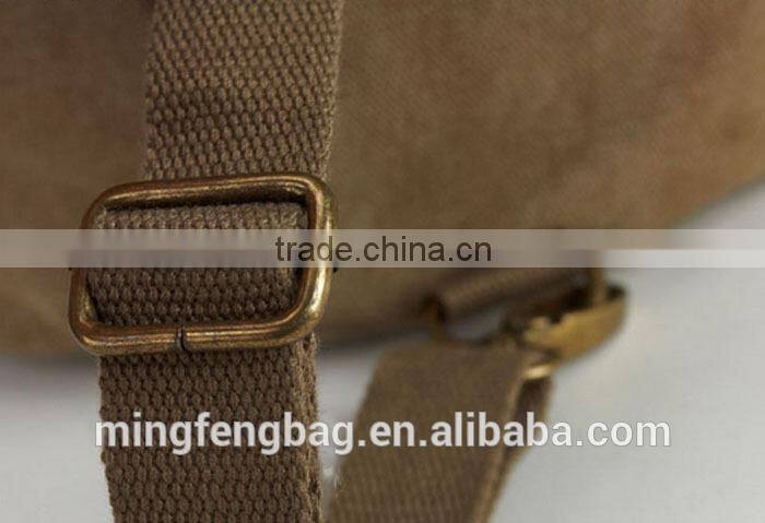 Men Vintage Canvas Leather Hiking Travel Cylinder Messenger Tote Bag Backpack