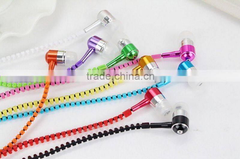 High Quality Zipper Earphone with Mic