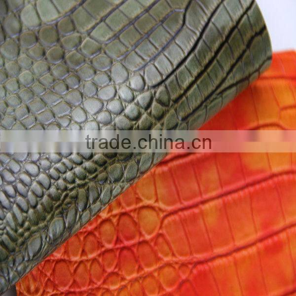 Crocodile pu leather for shoes upper,shoe upper leather