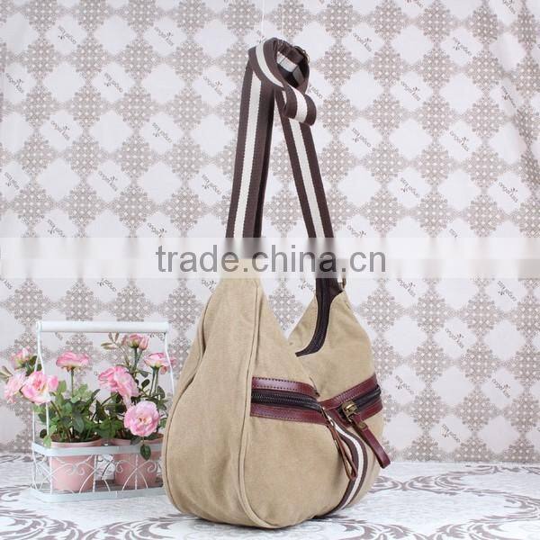 Latest men leisure bag canvas bag with leather trim