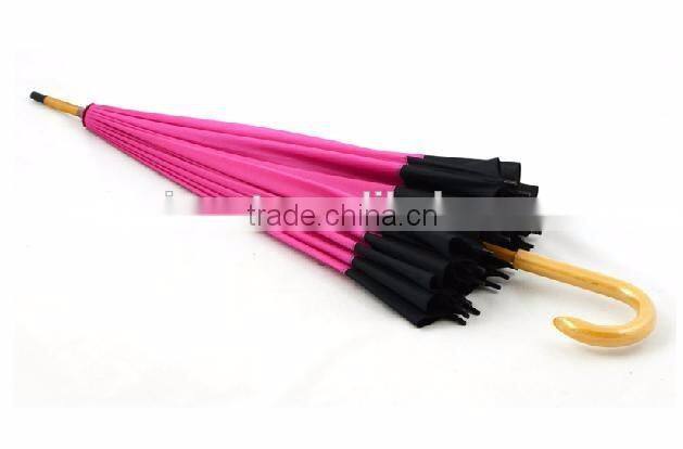 Fashion 16k straight edge wind breaker umbrella wooden