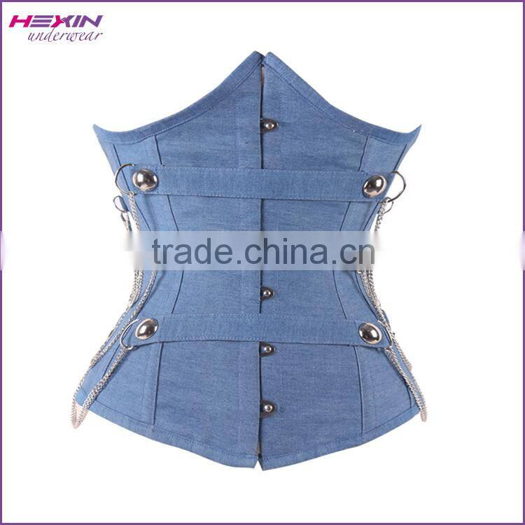 Unique Design Red Stripe Overbust Front Zipper Steampunk Lace up Elegant Corset Tops