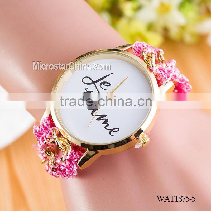 New Classic Geneva Ethnic Braided Analog Quartz Chain jetaime stainless steel watch