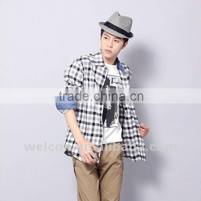 Latest men's 100% cotton long sleeve fashion classic plaid flannel famous brand OEM shirts