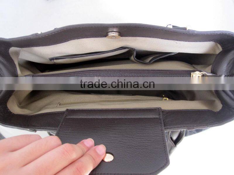 vintage style large simple leather laptop bag document tote bag women case