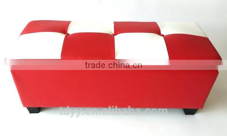 TDST-01-1 QVB JIANDE TONGDA RED AND WHITE COLOR PLASTIC BLACK FOOT WOOD FRAME PU SEAT HOME PU BENCH STORAGE BENCH SOFA