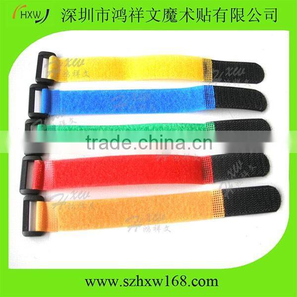 Colorful strap hook and loop battery cable ties with buckle