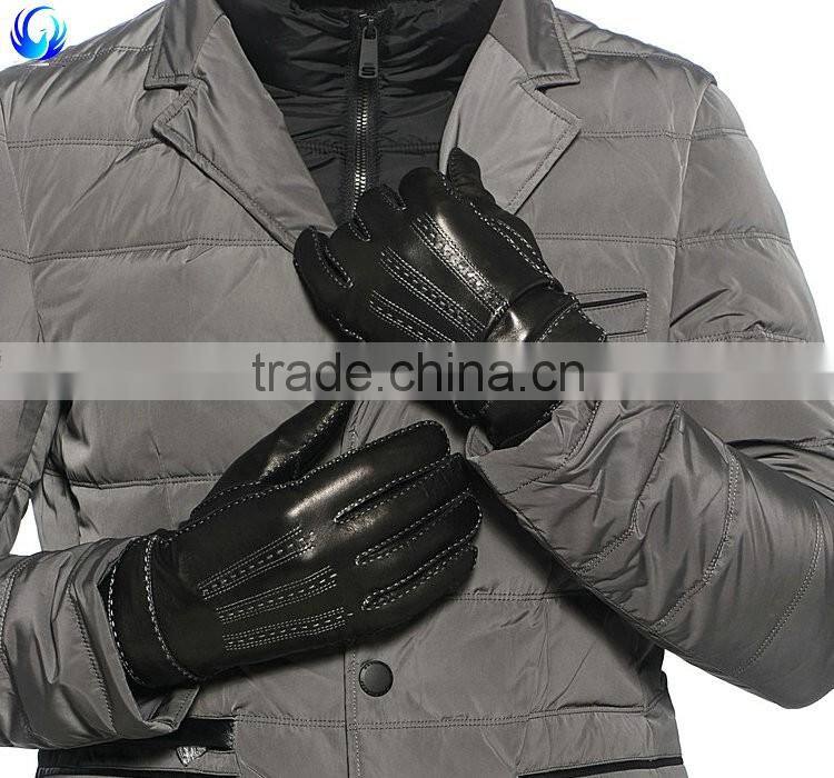 2016 New design men winter sheepskin genuine leather gloves for touch screen